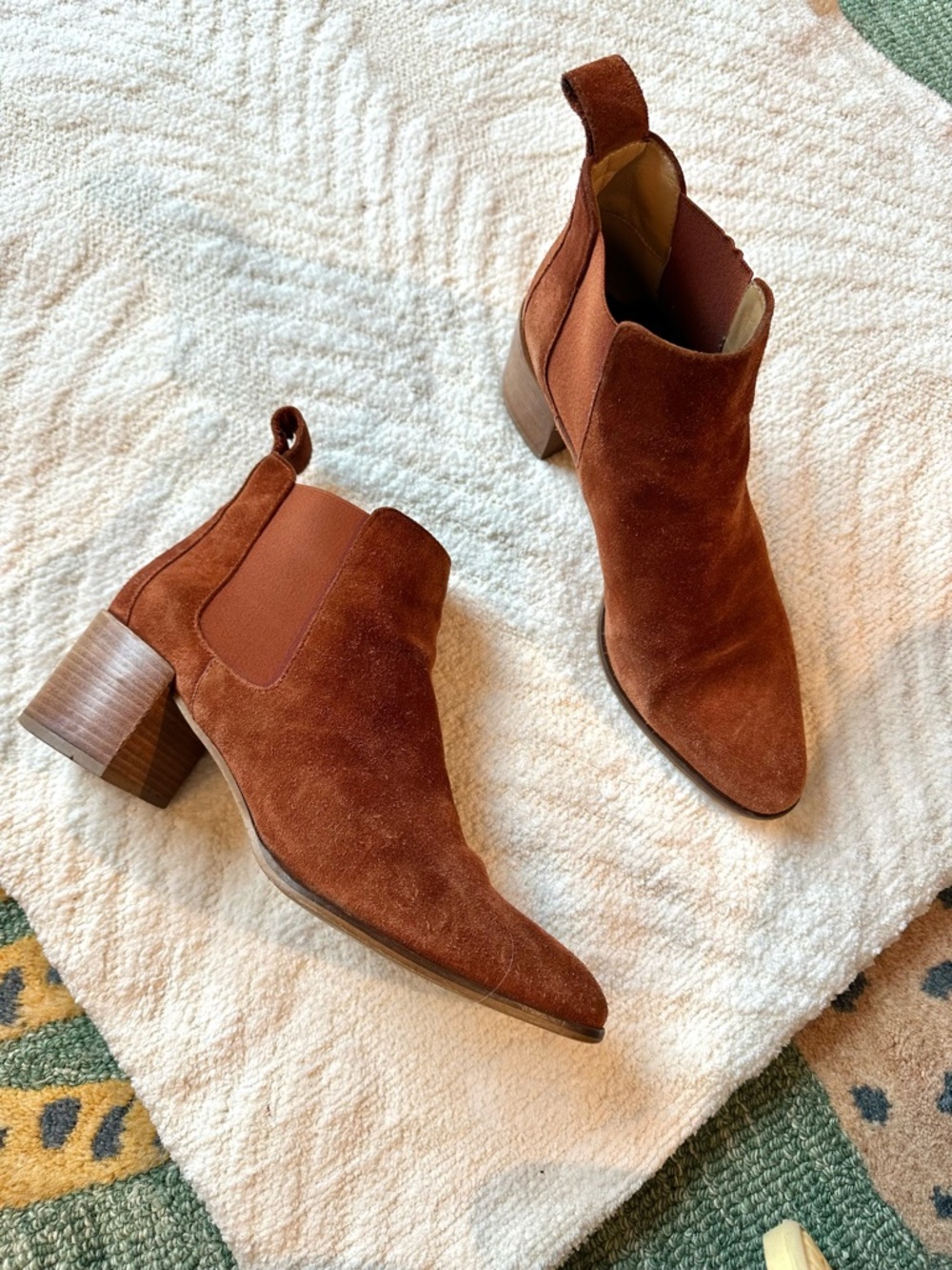 Everlane Reddish Brown Suede Italian Made Block Heel Booties, Size 9